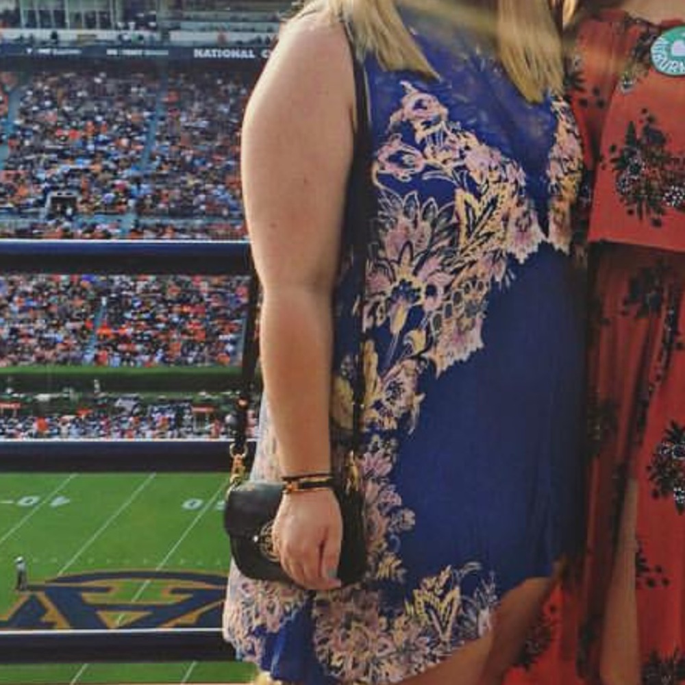 Free People blue lace slip dress